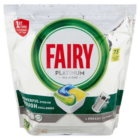 Fairy Platinum Pastiglie Lavastoviglie 73 Caps, Detersivo Limone